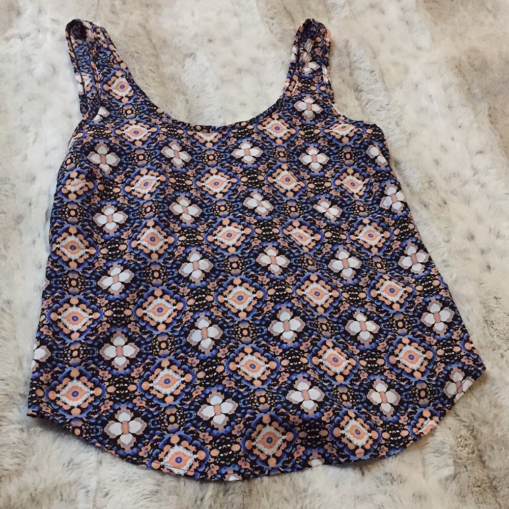 Sheer abstract floral tank XS